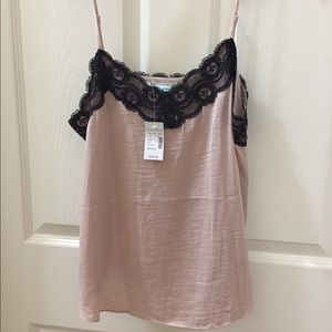 NWT Blush Pink / Black Lace Cami size Medium